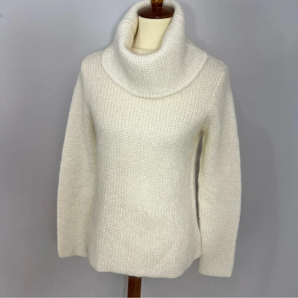 Ralph Lauren Cozy White Turtleneck Sweater Mohair Open Knit Cozy Winter Ski Snow - Picture 4 of 9